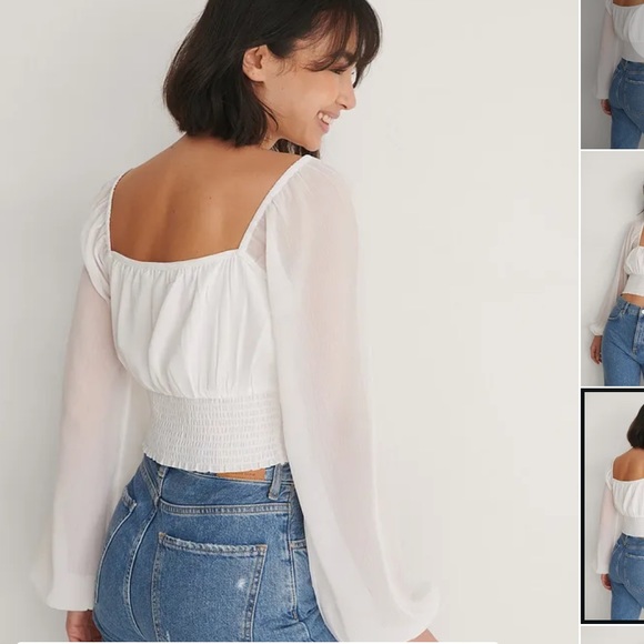 NA-KD WHITE BLOUSE NWOT - Picture 2 of 4